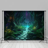 Aperturee - Aperturee Green Grass Path Magic Night Halloween Backdrop