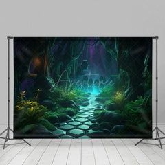 Aperturee - Aperturee Green Grass Path Magic Night Halloween Backdrop