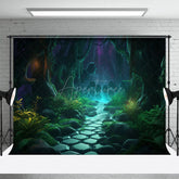 Aperturee - Aperturee Green Grass Path Magic Night Halloween Backdrop