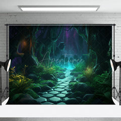 Aperturee - Aperturee Green Grass Path Magic Night Halloween Backdrop