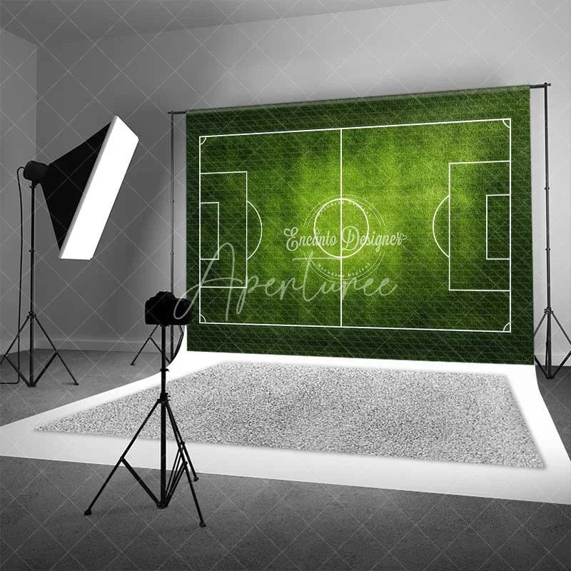 Aperturee - Aperturee Green Grass Soccer Field Sports Backdrop Football Game Day Party Decoration Kids Birthday Photography Background