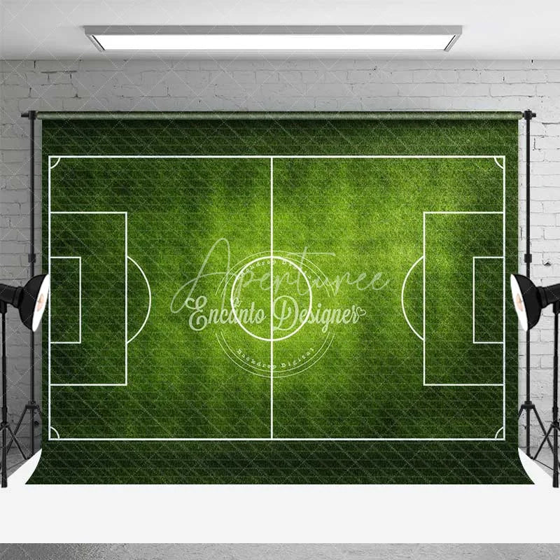 Aperturee - Aperturee Green Grass Soccer Field Sports Backdrop Football Game Day Party Decoration Kids Birthday Photography Background