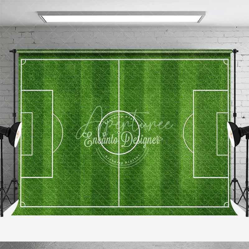 Aperturee - Aperturee Green Grass Soccer Field Sports Backdrop Football Pitch Theme for Birthday Party Game Day Photography