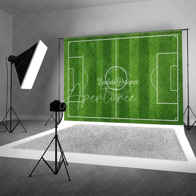 Aperturee - Aperturee Green Grass Soccer Field Sports Backdrop Football Pitch Theme for Birthday Party Game Day Photography