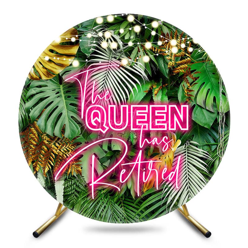 Aperturee - Aperturee Green Hawaii Plants Round Queen Retirement Backdrop