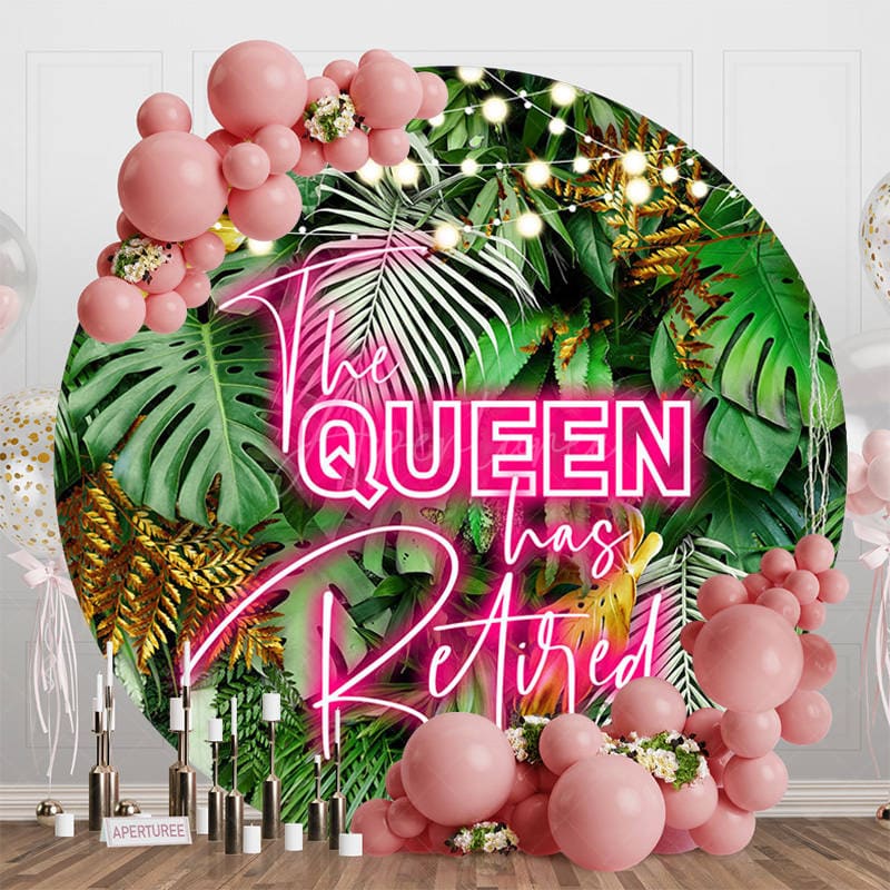 Aperturee - Aperturee Green Hawaii Plants Round Queen Retirement Backdrop