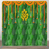 Aperturee - Aperturee Green Indian Ganesha Photography Pillow Case Backdrop