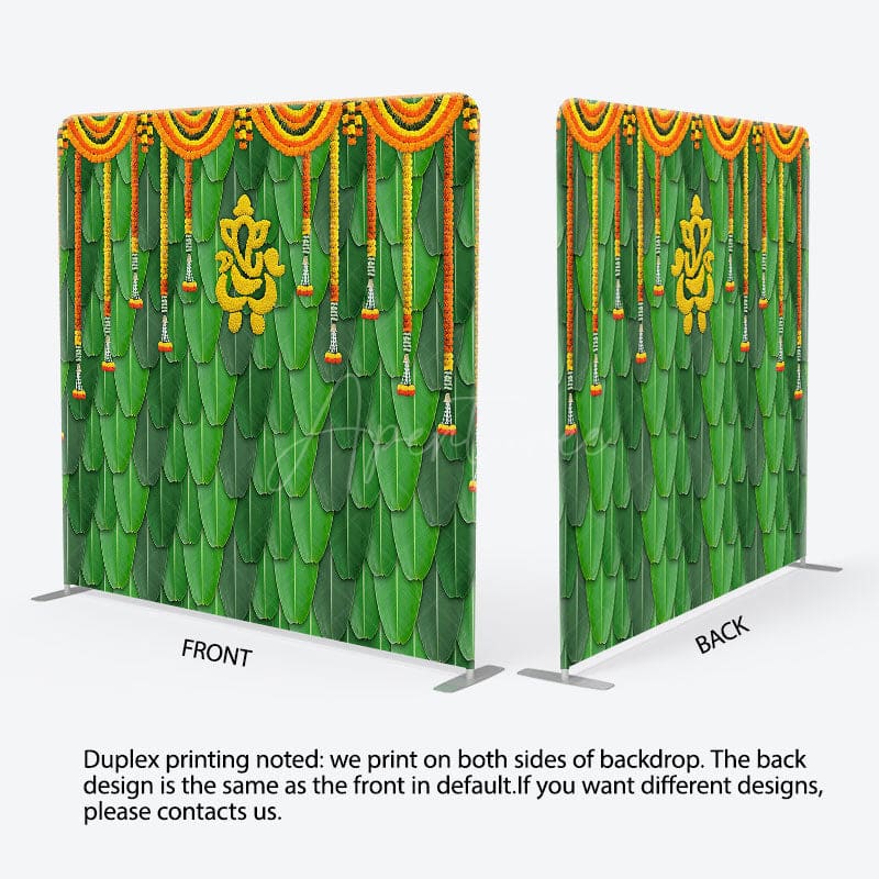 Aperturee - Aperturee Green Indian Ganesha Photography Pillow Case Backdrop