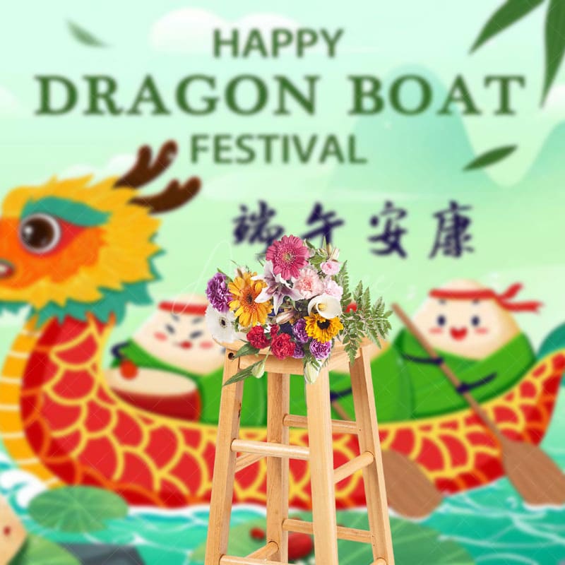 Aperturee - Aperturee Green Lake Bamboo Happy Dragon Boat Festival Backdrop
