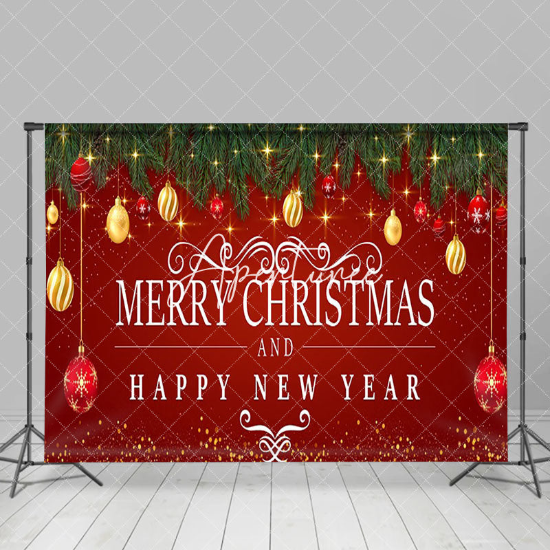 Aperturee - Aperturee Green Leaf Bell Red Festive Merry Christmas Backdrop