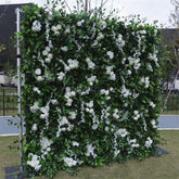 Aperturee - Aperturee Green Leaves White Flower Artificial Party Decor