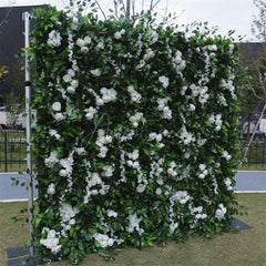 Aperturee - Aperturee Green Leaves White Flower Artificial Party Decor