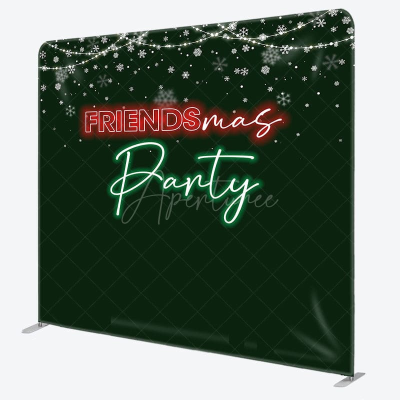 Aperturee - Aperturee Green Light Snow Friendsmas Tension Fabric Backdrop