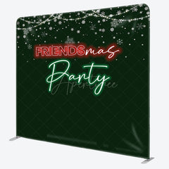 Aperturee - Aperturee Green Light Snow Friendsmas Tension Fabric Backdrop