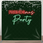Aperturee - Aperturee Green Light Snow Friendsmas Tension Fabric Backdrop