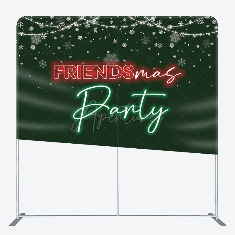 Aperturee - Aperturee Green Light Snow Friendsmas Tension Fabric Backdrop