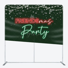 Aperturee - Aperturee Green Light Snow Friendsmas Tension Fabric Backdrop