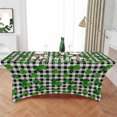 Aperturee - Aperturee Green Lucky Leaves St Patrick Stretch Table Cover