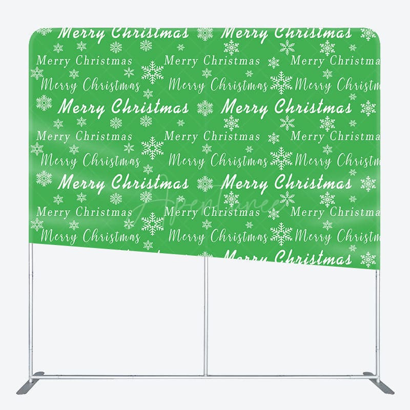 Aperturee - Aperturee Green Merry Christmas Snowflake Pillow Case Backdrop