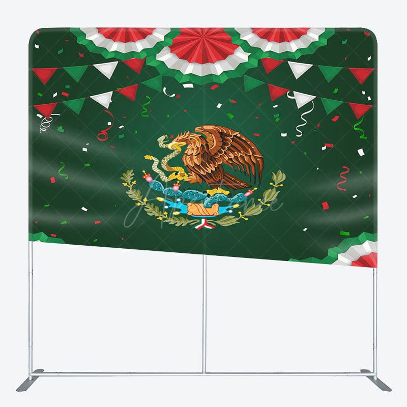Aperturee - Aperturee Green Mexico National Emblem Square Tension Backdrop