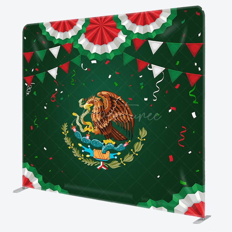 Aperturee - Aperturee Green Mexico National Emblem Square Tension Backdrop