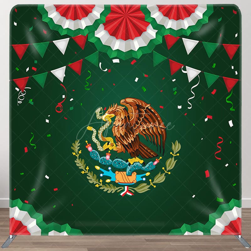 Aperturee - Aperturee Green Mexico National Emblem Square Tension Backdrop