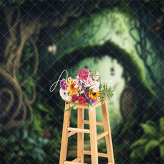 Aperturee - Aperturee Green Mysterious Forest Path Scenery Photo Backdrop