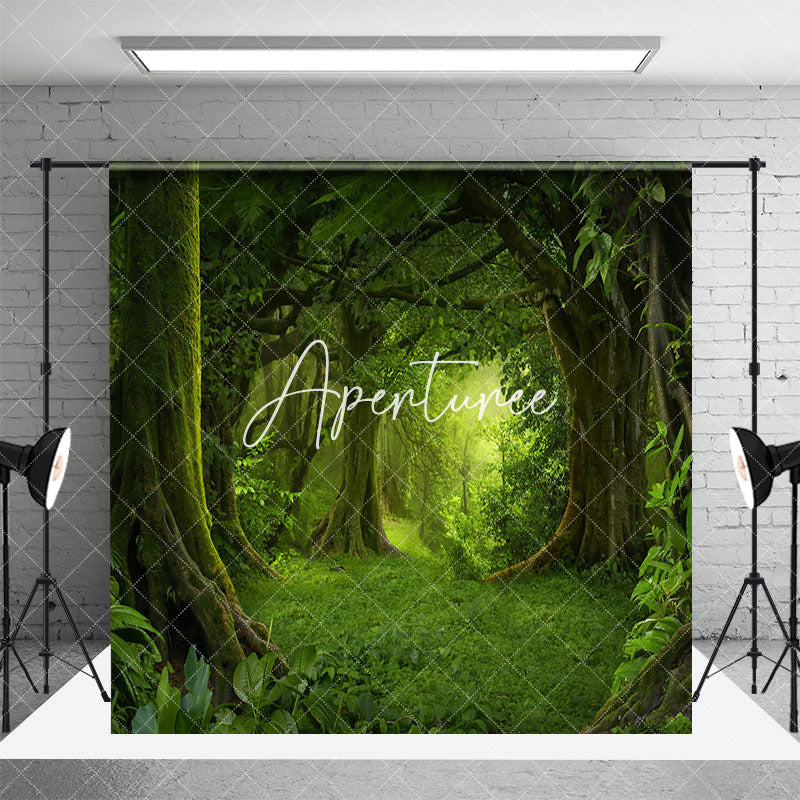 Aperturee - Aperturee Green Natural Forest Landscape Room Set Backdrop