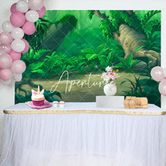 Aperturee - Aperturee Green Natural Forest Scene Happy Birthday Backdrop