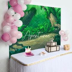 Aperturee - Aperturee Green Natural Forest Scene Happy Birthday Backdrop