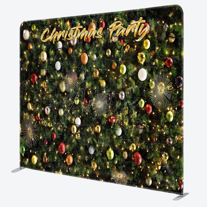 Aperturee - Aperturee Green Pine Leaves Bauble Xmas Pillow Case Backdrop