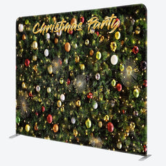 Aperturee - Aperturee Green Pine Leaves Bauble Xmas Pillow Case Backdrop