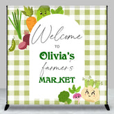 Aperturee - Aperturee Green Plaid Farmers Market Custom Name Backdrop