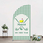 Aperturee Aperturee Green Plaid Mastered His First Year Half Moon Arch Backdrop