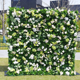 Aperturee - Aperturee Green Plant Leaves White Rose Flower Wall For Wedding