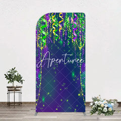 Aperturee - Aperturee Green Purple Ribbons Birthday Party Arch Backdrop