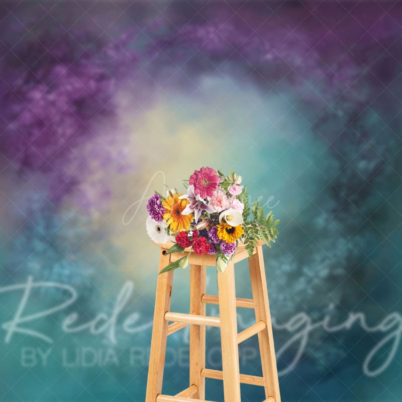 Aperturee - Aperturee Green Purple Yellow Abstract Painterly Photo Backdrop