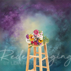 Aperturee - Aperturee Green Purple Yellow Abstract Painterly Photo Backdrop