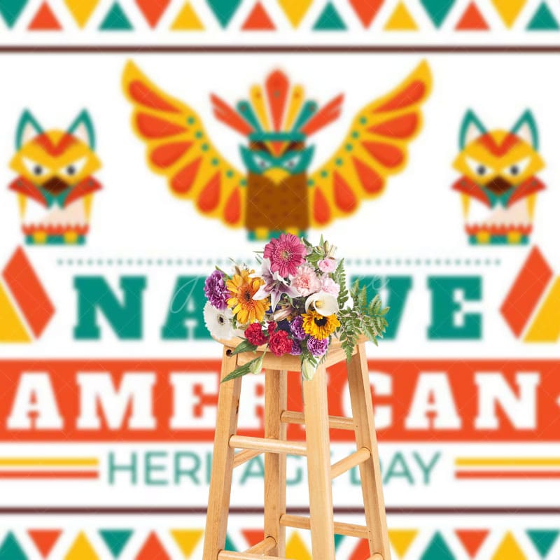 Aperturee - Aperturee Green Red Yellow Native American Heritage Day Backdrop