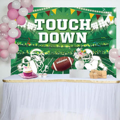 Aperturee - Aperturee Green Rugby Field Touch Down Sport Birthday Backdrop