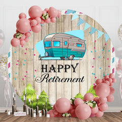 Aperturee - Aperturee Green RV Forest Tree Wooden Round Retirement Backdrop