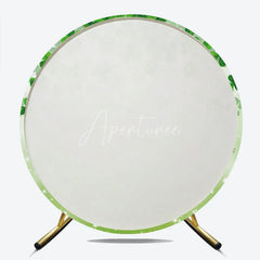 Aperturee - Aperturee Green Shamrock and Clover Round Backdrop with Sparkling Stars Festive St. Patrick’s Day Party Decor
