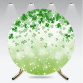 Aperturee - Aperturee Green Shamrock and Clover Round Backdrop with Sparkling Stars Festive St. Patrick’s Day Party Decor