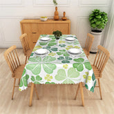 Aperturee - Aperturee Green Sketch Shamrock Rectangle Tablecloth Lucky Four Leaf Clover St Patricks Day Table Cover