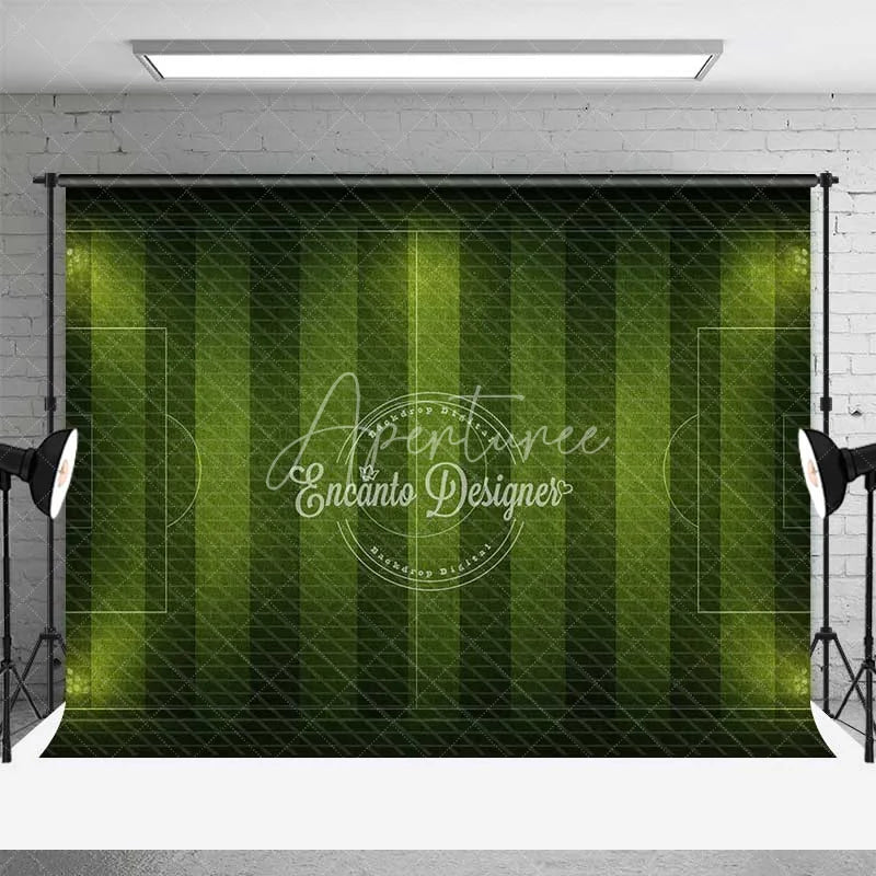 Aperturee - Aperturee Green Soccer Field Backdrop Football Pitch Stadium Lights Sports Theme Party Photo Booth