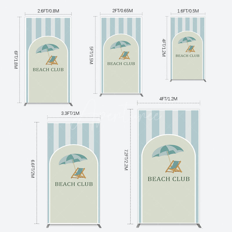 Aperturee - Aperturee Green Stripe Rectangle Beach Club Party Rectangle Backdrop