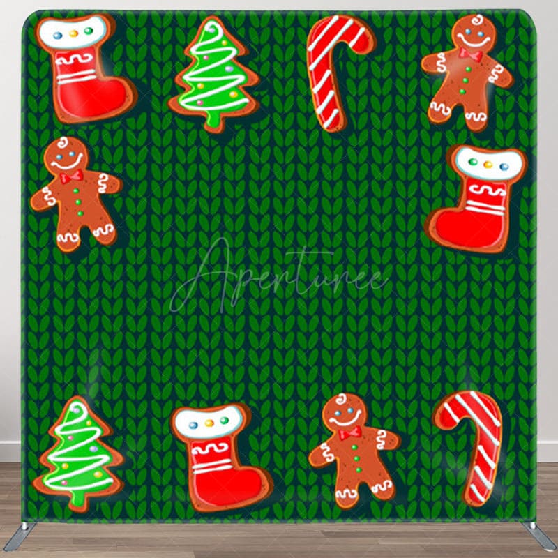 Aperturee - Aperturee Green Textile Texture Candy Socks Christmas Backdrop