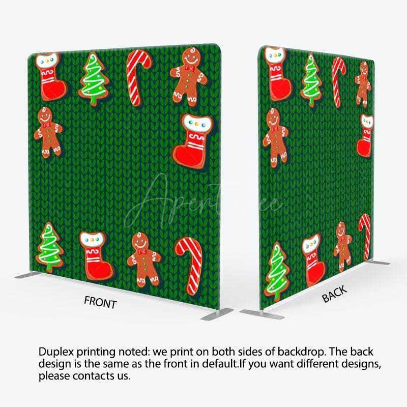 Aperturee - Aperturee Green Textile Texture Candy Socks Christmas Backdrop