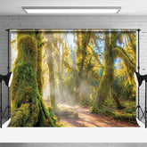 Aperturee - Aperturee Green Tree Forest Warm Sunshine Photography Backdrop