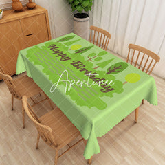 Aperturee - Aperturee Green Tree Happy Birthday Rectangular Tablecloth
